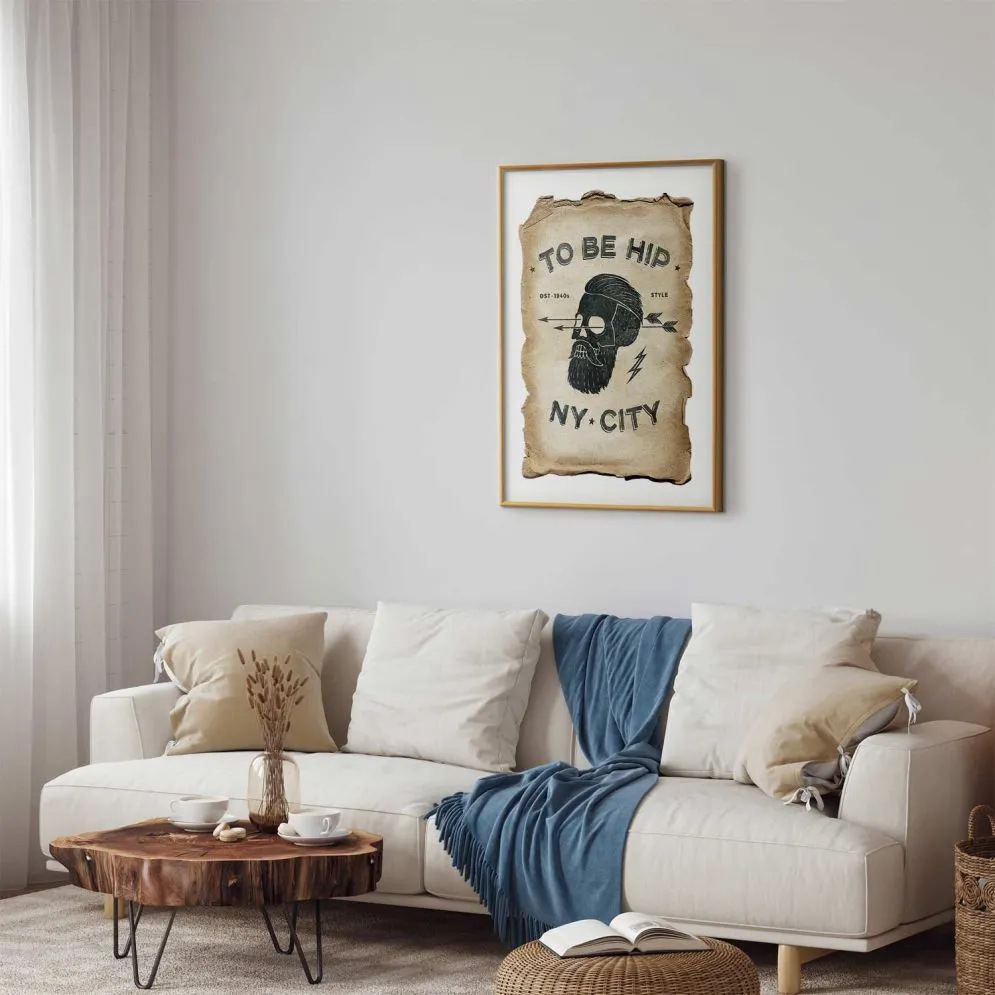 Plakat To be hip 60x90 cm z ramą złotą z marginesem | MIRAT.