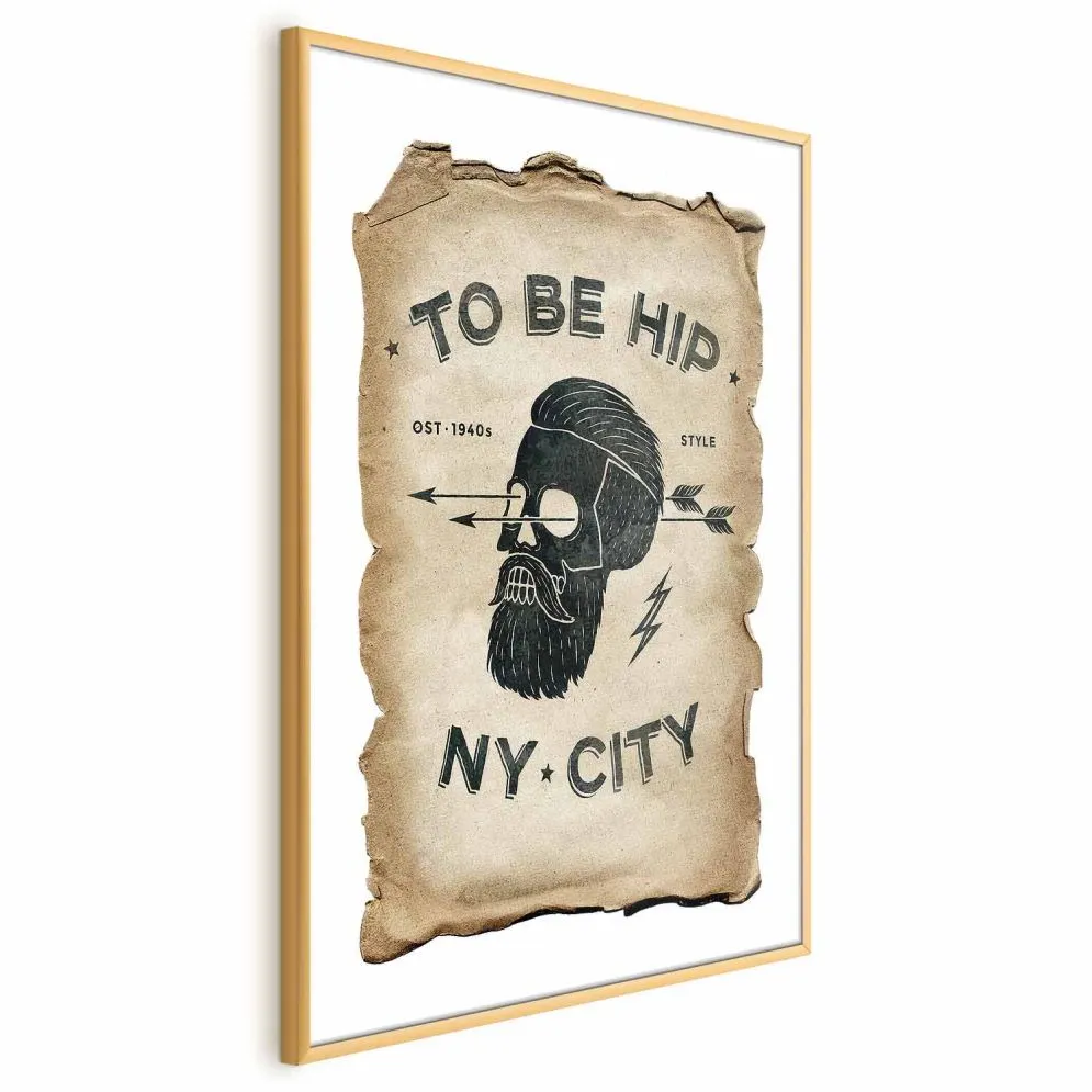 Plakat To be hip 60x90 cm z ramą złotą z marginesem | MIRAT.