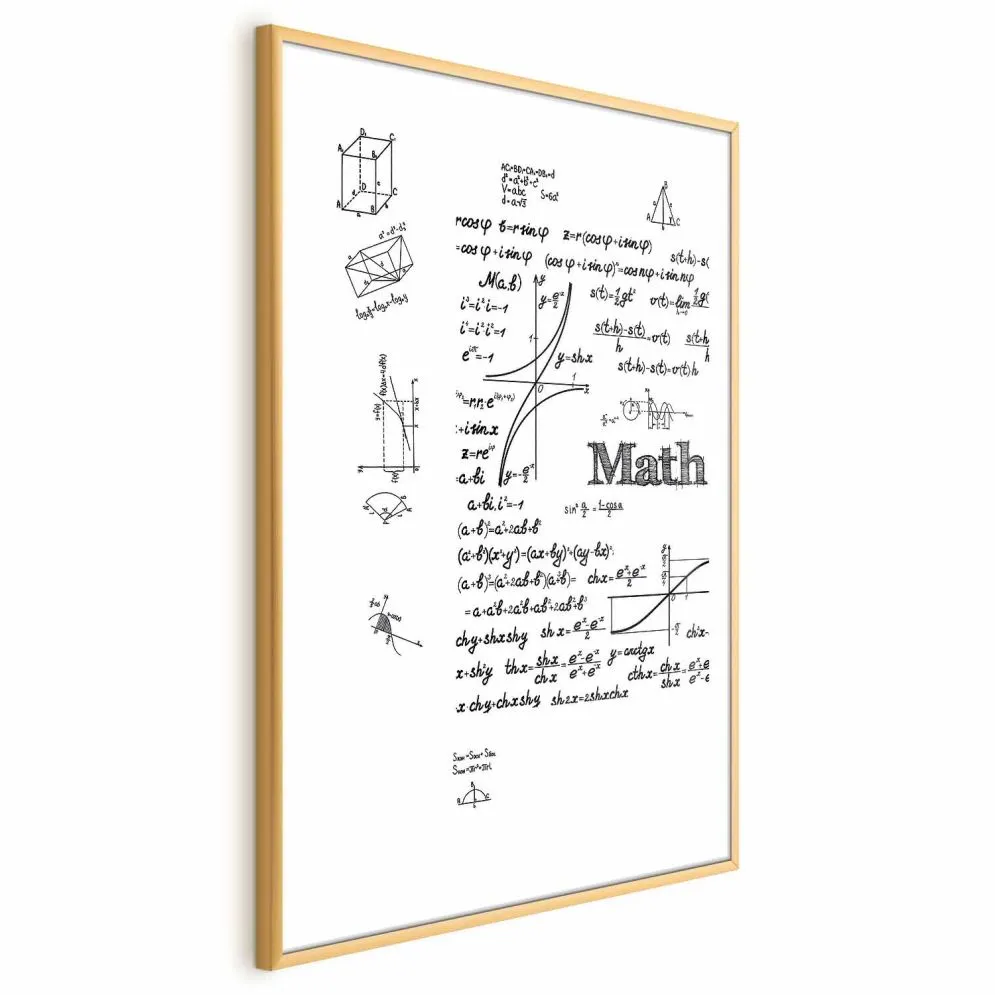 Plakat Matematyka 40x60 cm z ramą złotą z marginesem | MIRAT.