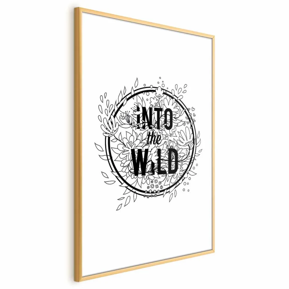 Plakat Into the wild 21x30 cm z ramą złotą z marginesem | MIRAT.