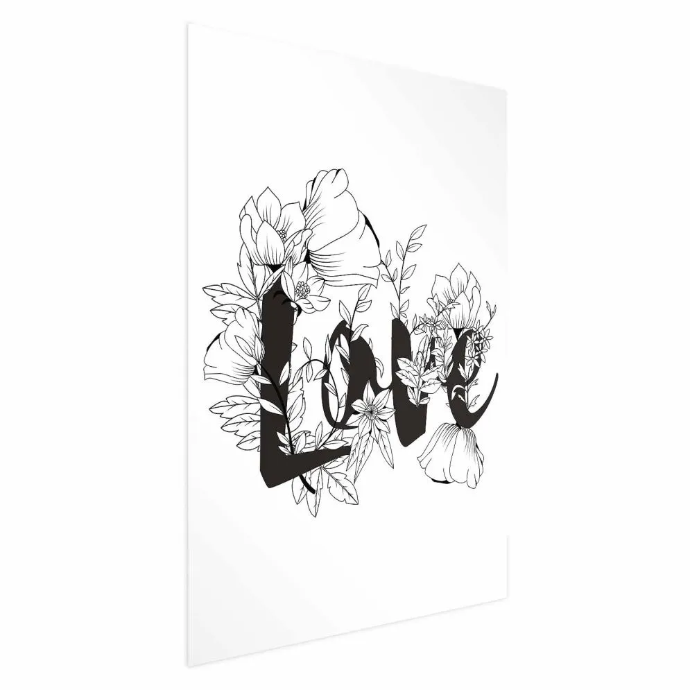 Plakat Love w kwiatach 21x30 cm bez ramy bez marginesu | MIRAT.