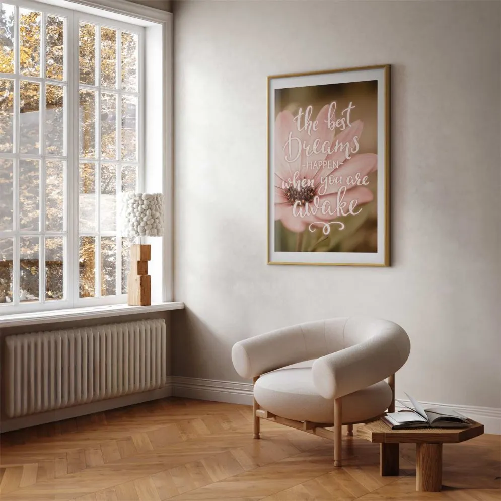 Plakat Best dreams 29,7x42 cm z ramą złotą z marginesem | MIRAT.