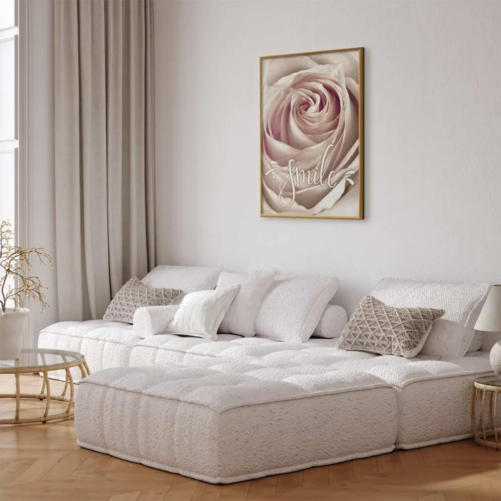 Plakat Uśmiechnij się 60x90 cm z ramą złotą bez marginesu | MIRAT.