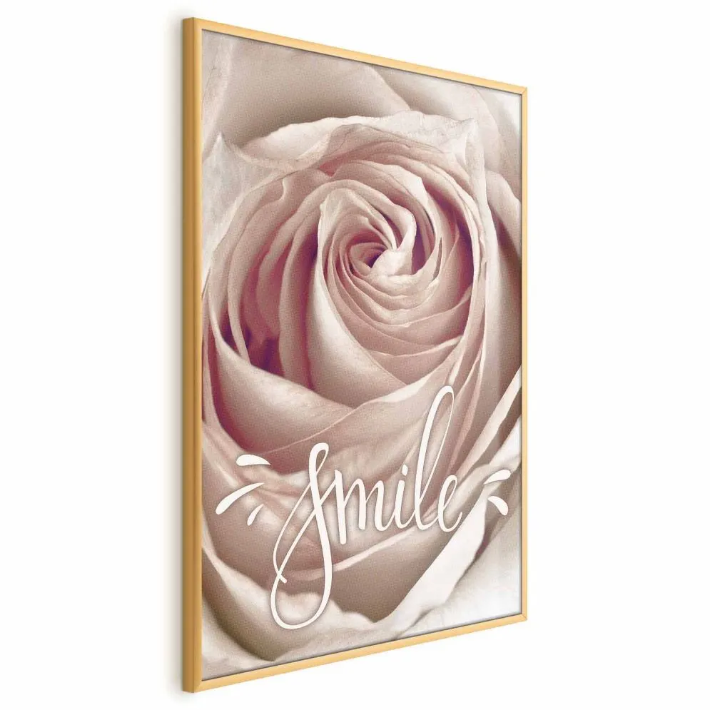 Plakat Uśmiechnij się 60x90 cm z ramą złotą bez marginesu | MIRAT.