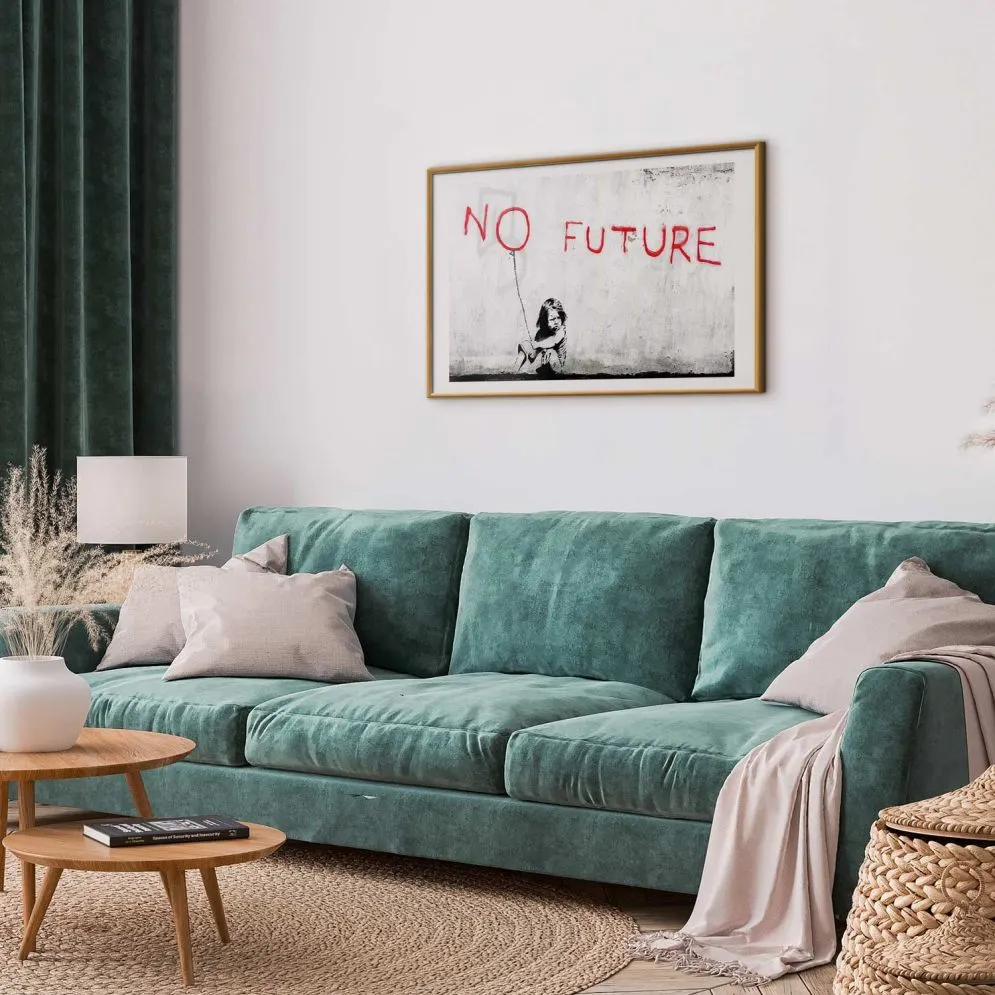 Plakat bez przyszłości 90x60 cm z ramą złotą z marginesem | MIRAT.