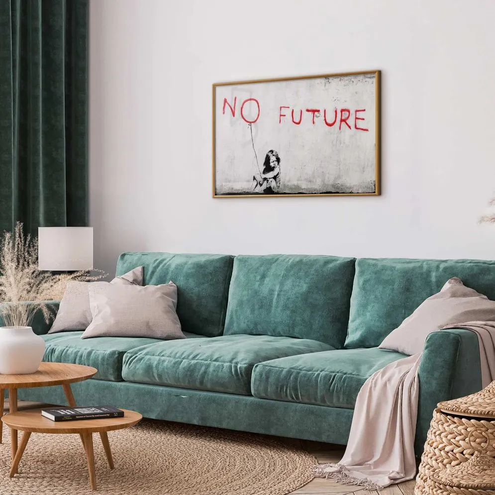 Plakat bez przyszłości 90x60 cm z ramą złotą bez marginesu | MIRAT.