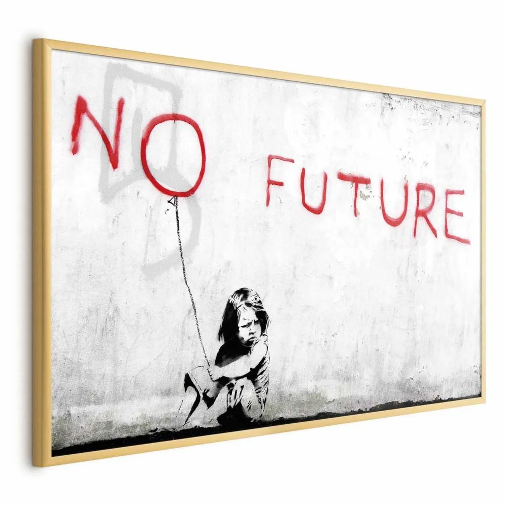 Plakat bez przyszłości 90x60 cm z ramą złotą bez marginesu | MIRAT.