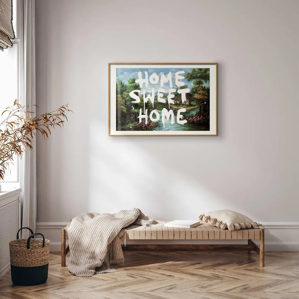 Plakat Wymarzony dom 30x21 cm z ramą złotą z marginesem | MIRAT.