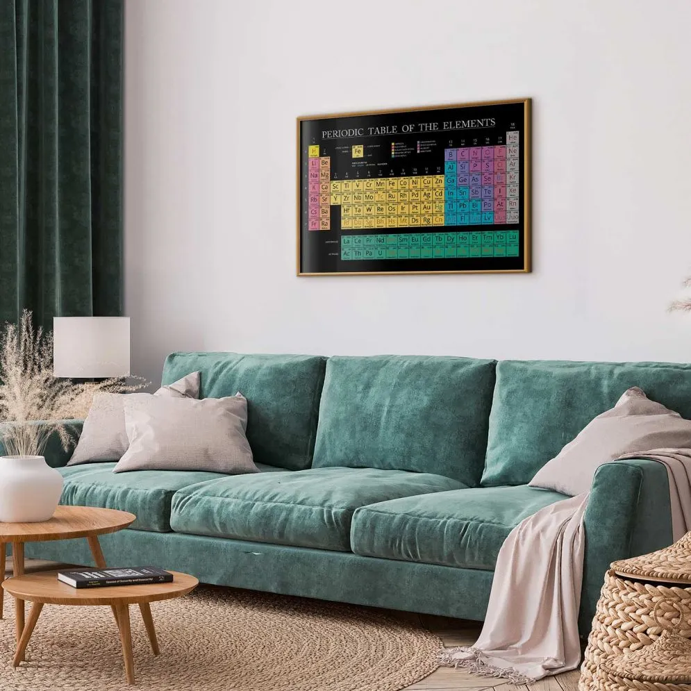Plakat Tablica Mendelejewa 60x40 cm z ramą złotą bez marginesu | MIRAT.