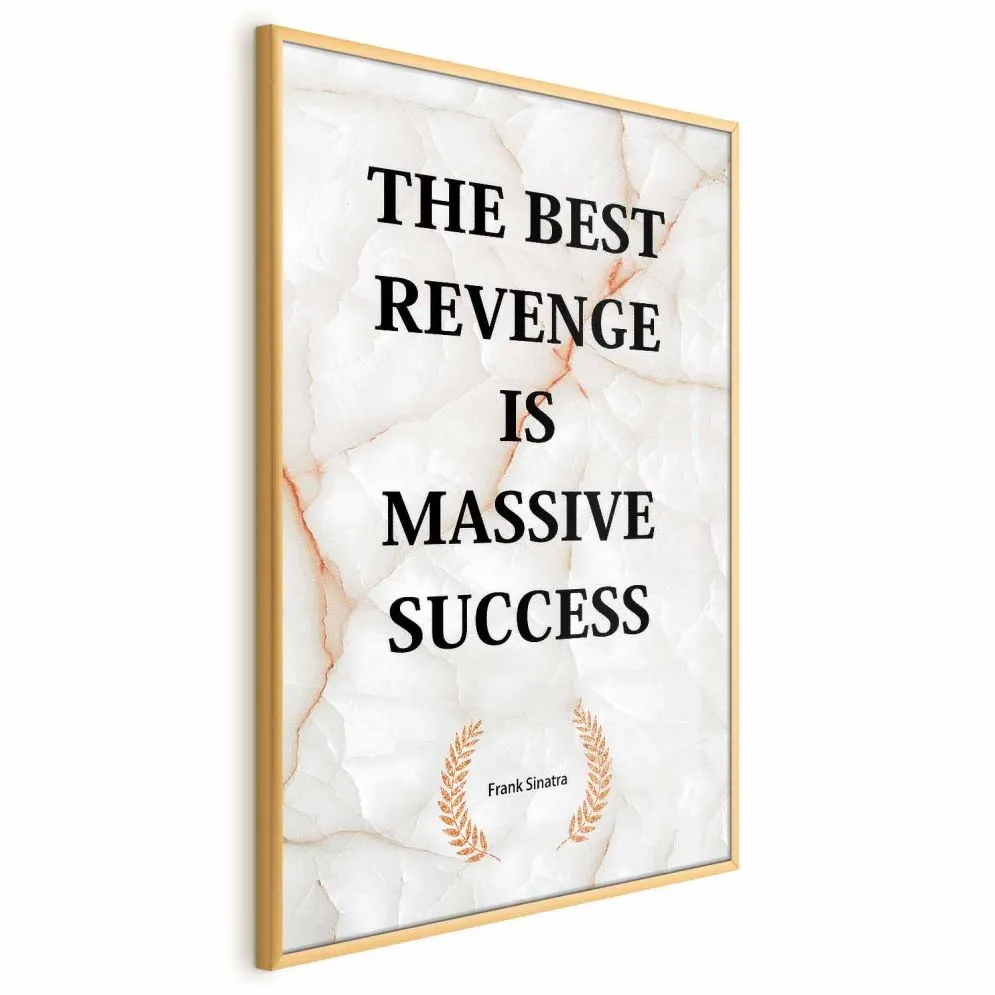 Plakat Best Revenge 21x30 cm z ramą złotą bez marginesu | MIRAT.
