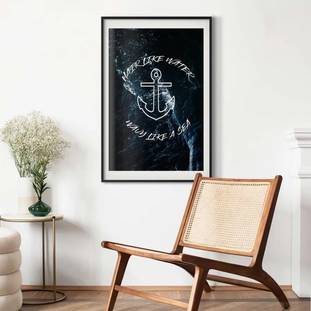 Plakat Like Water 21x30 cm z ramą czarną z marginesem | MIRAT.