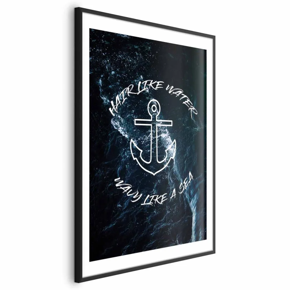 Plakat Like Water 21x30 cm z ramą czarną z marginesem | MIRAT.