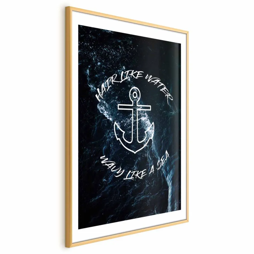 Plakat Like Water 21x30 cm z ramą złotą z marginesem | MIRAT.