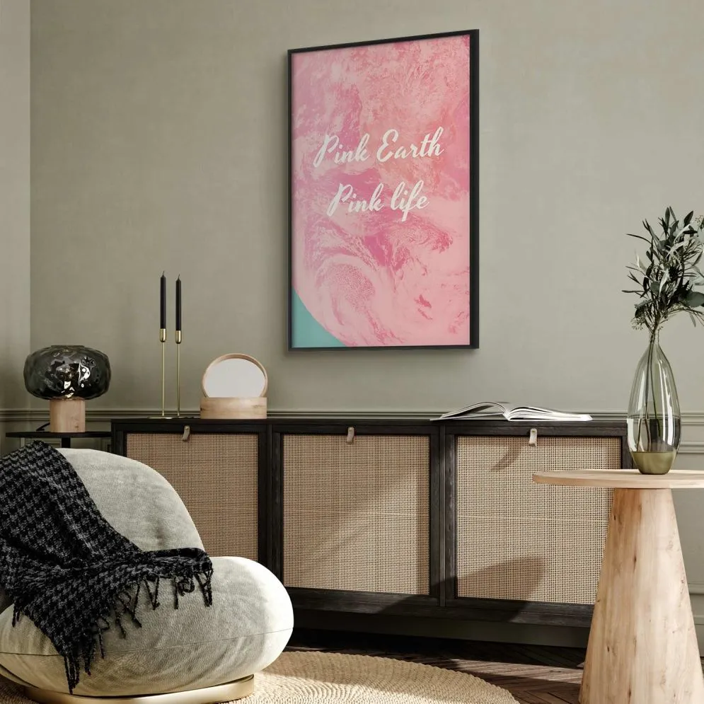 Plakat Pink Earth 60x90 cm z ramą czarną bez marginesu | MIRAT.