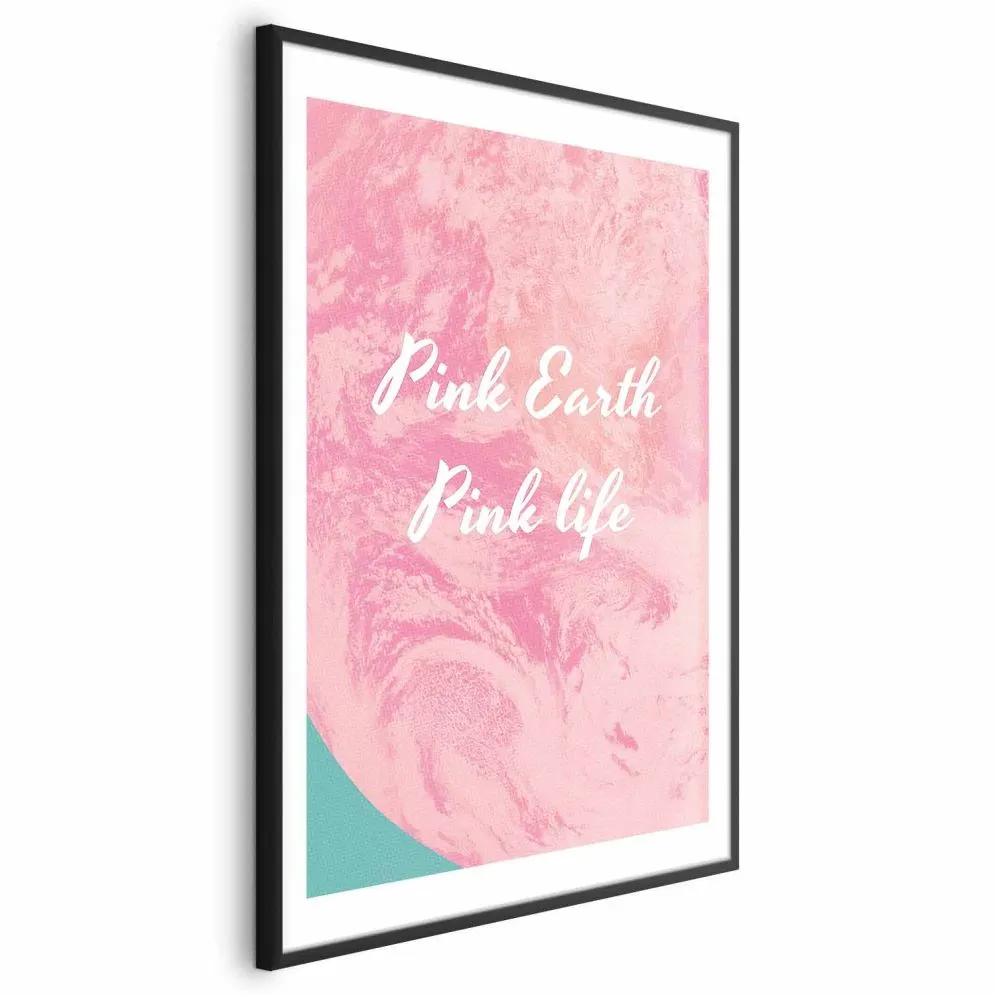 Plakat Pink Earth 29,7x42 cm z ramą czarną z marginesem | MIRAT.