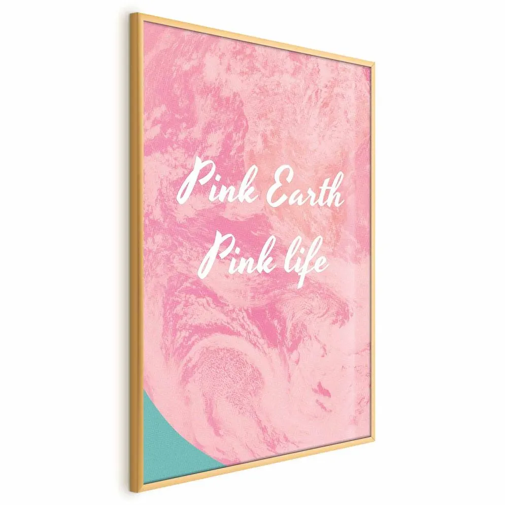 Plakat Pink Earth 60x90 cm z ramą złotą bez marginesu | MIRAT.
