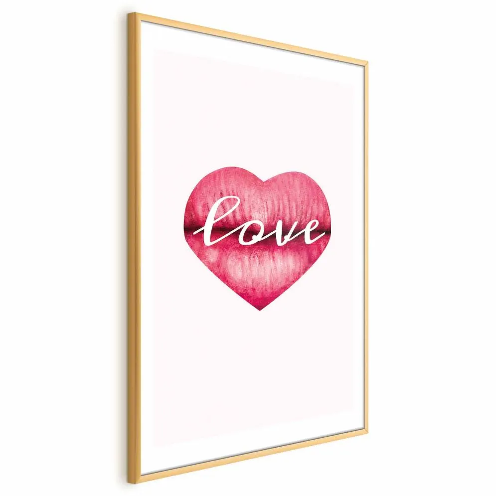 Plakat Miłosne usta 29,7x42 cm z ramą złotą z marginesem | MIRAT.