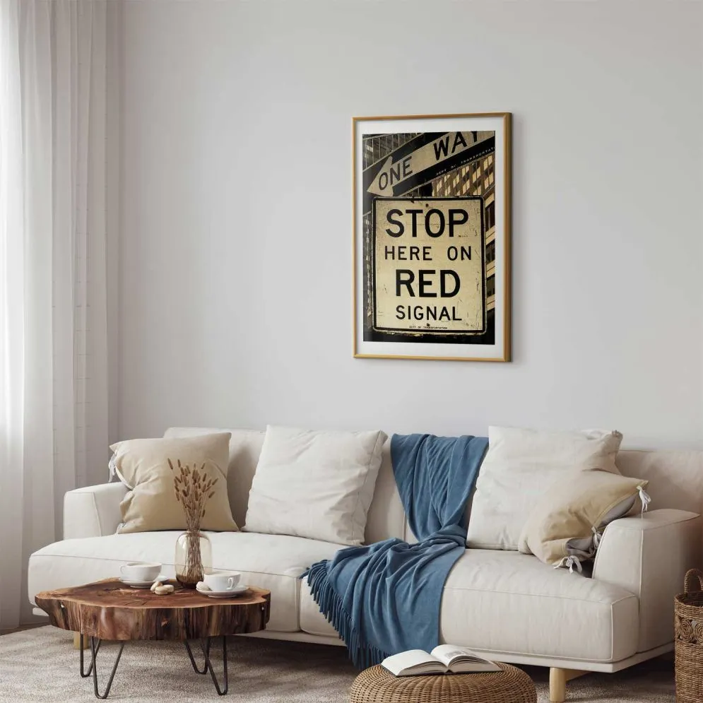 Plakat Znaki drogowe 60x90 cm z ramą złotą z marginesem | MIRAT.