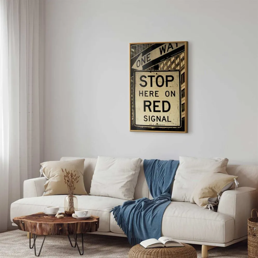 Plakat Znaki drogowe 29,7x42 cm z ramą złotą bez marginesu | MIRAT.