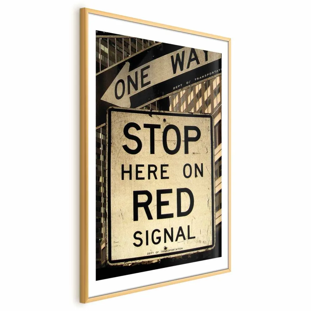 Plakat Znaki drogowe 60x90 cm z ramą złotą z marginesem | MIRAT.