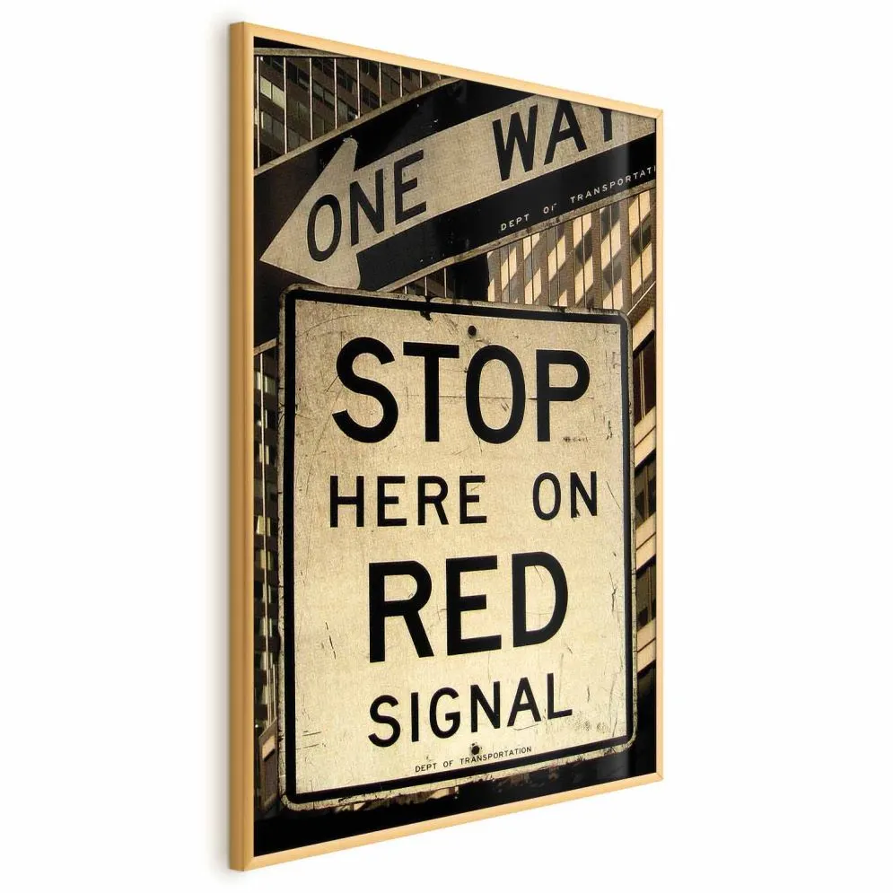 Plakat Znaki drogowe 29,7x42 cm z ramą złotą bez marginesu | MIRAT.