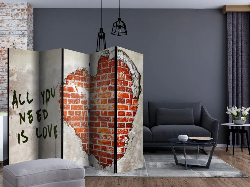 Parawan jednostronny Street art 225x172 cm 5-częściowy beżowy | MIRAT.