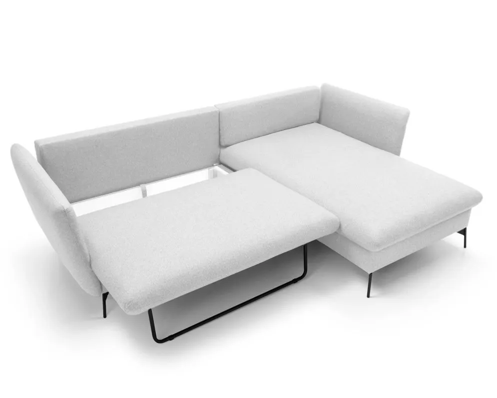 Narożnik z funkcją spania LINDA jasny szary prawy sprężynowy I sklep meblowy MIRAT.