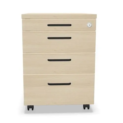 Kontenerek biurowy EASY SPACE MOB PB 4S akacjowy na kółkach I sklep meblowy MIRAT. styl SKANDYNAWSKI