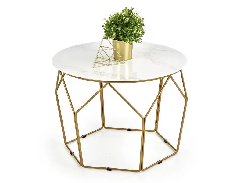 Ława MADISON 60x60 biały marmur/złota geometryczna w stylu glamour | MIRAT. w stylu GLAMOUR kolekcja