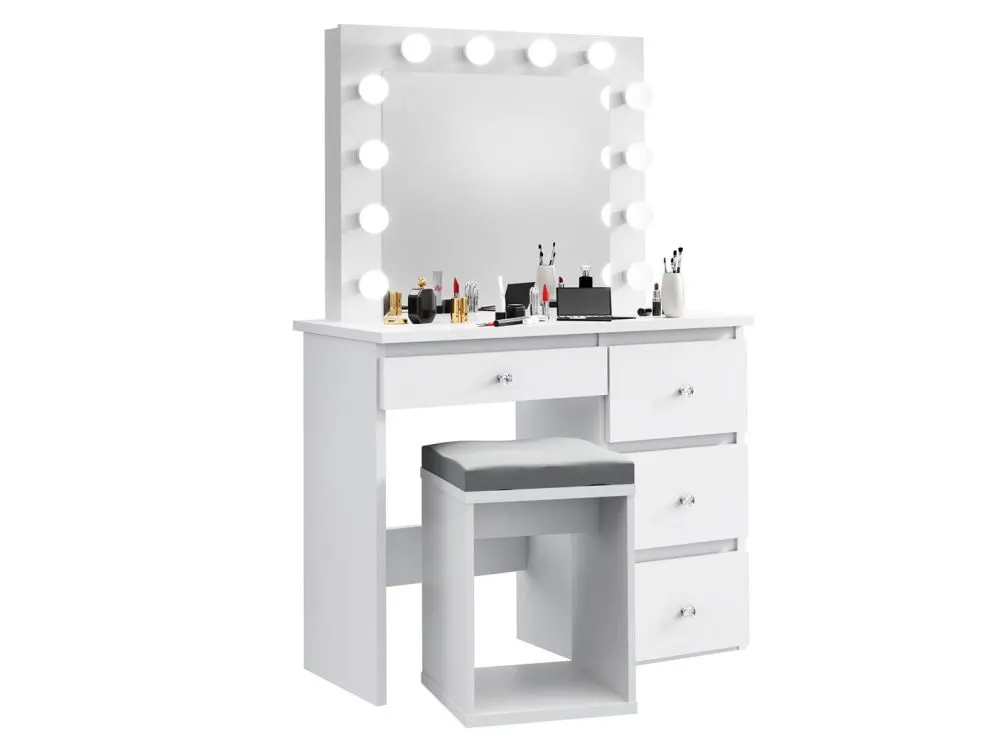 Toaletka NITRA biały mat z oświetleniem LED | MIRAT. w stylu GLAMOUR kolekcja