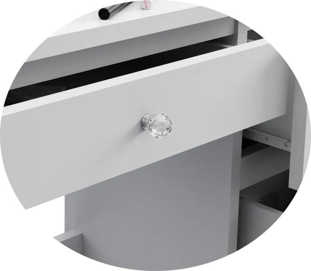 Toaletka NITRA biały mat z oświetleniem LED | MIRAT. w stylu GLAMOUR kolekcja