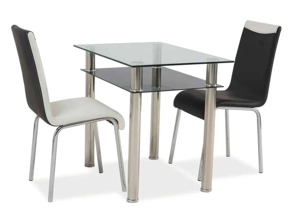 Stół MADRAS szklany z chromowaną podstawą | MIRAT.