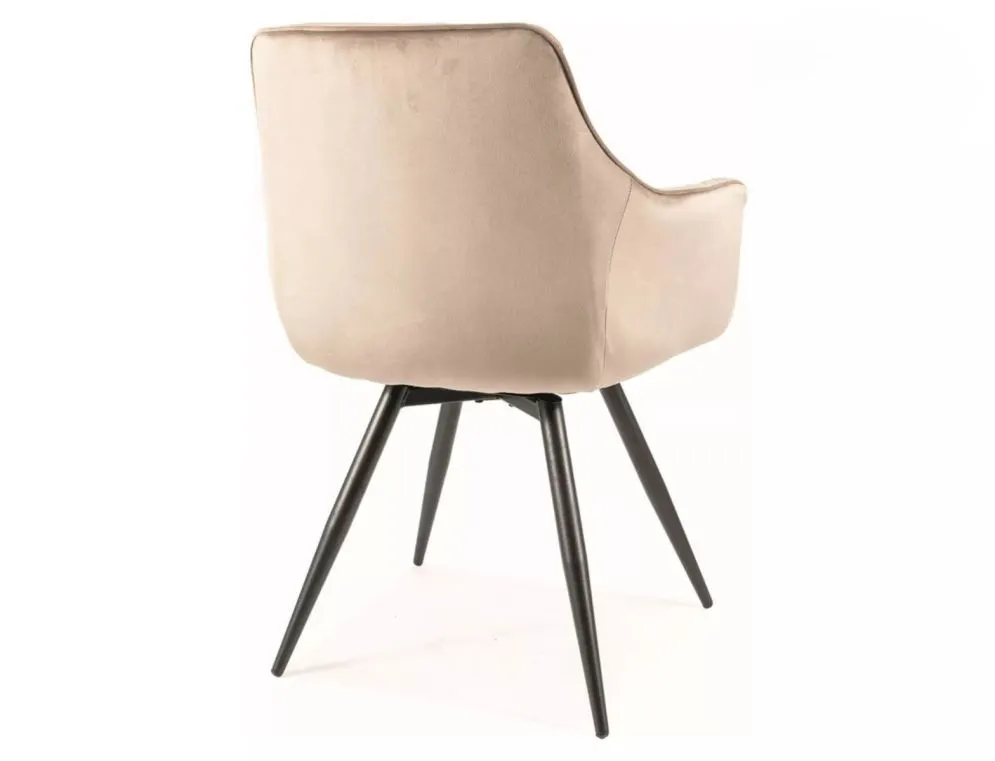 Krzesło tapicerowane MANGO VELVET ciemnobeżowe obrotowe w stylu glamour I sklep meblowy MIRAT. styl GLAMOUR