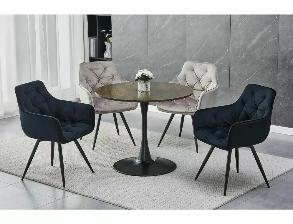 Krzesło tapicerowane MANGO VELVET czarne obrotowe do jadalni I sklep meblowy MIRAT. styl GLAMOUR