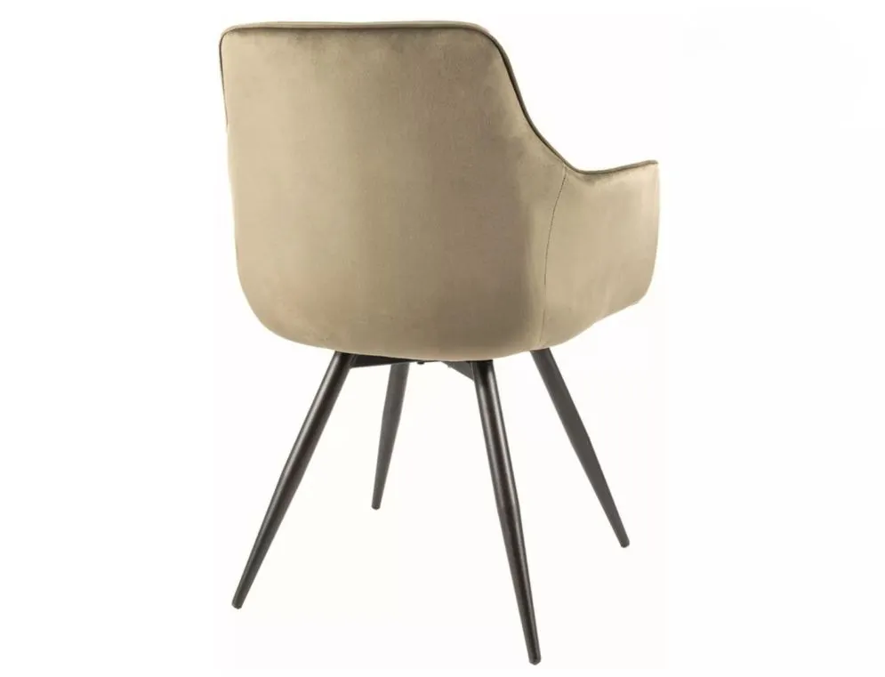 Krzesło tapicerowane MANGO VELVET oliwkowe obrotowe na metalowych nogach I sklep meblowy MIRAT. styl GLAMOUR