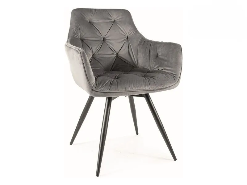 Krzesło tapicerowane MANGO VELVET szare obrotowe pikowane I sklep meblowy MIRAT. styl GLAMOUR