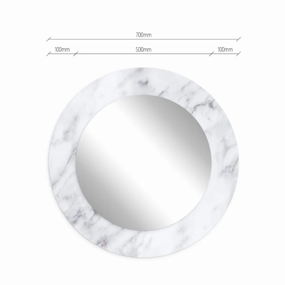 Lustro okrągłe MORENA WHITE MARBLE 70cm białe marmurkowe I sklep meblowy MIRAT.