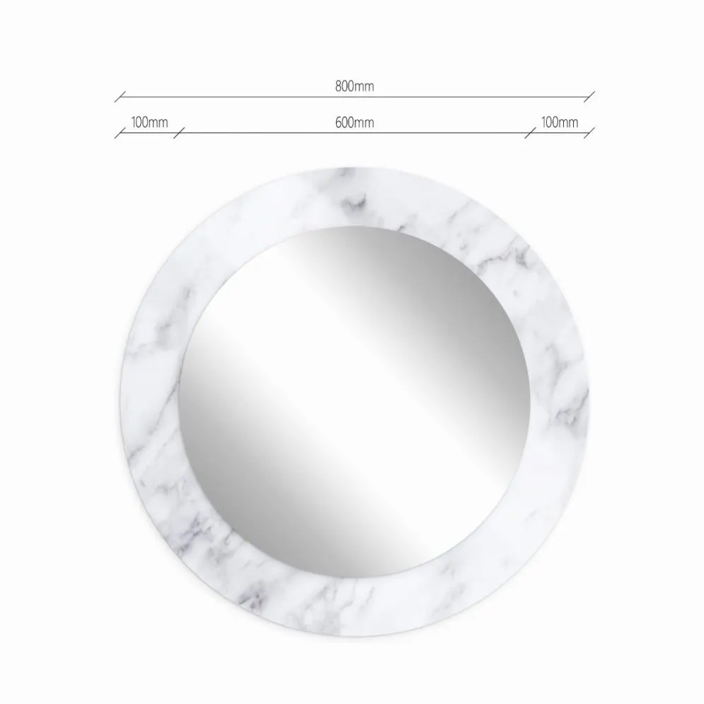 Lustro okrągłe MORENA WHITE MARBLE 80cm biały marmur na szkle I sklep meblowy MIRAT.