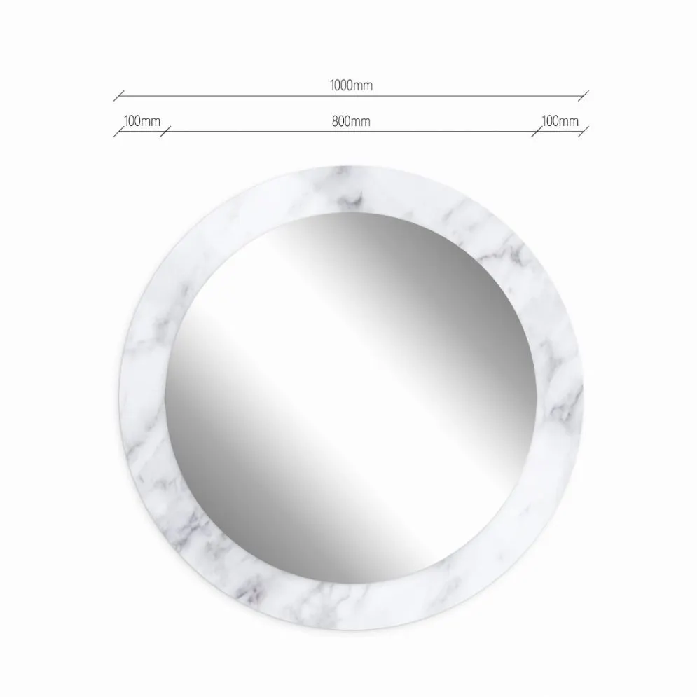 Ścienne lustro okrągłe MORENA WHITE MARBLE 100cm biały marmur I sklep meblowy MIRAT.