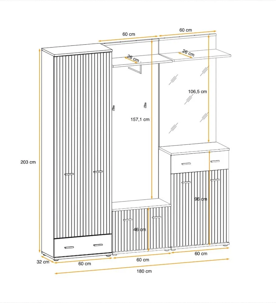 Garderoba do przedpokoju MARCO III antracyt/dąb artisan z siedziskiem I sklep meblowy MIRAT.
