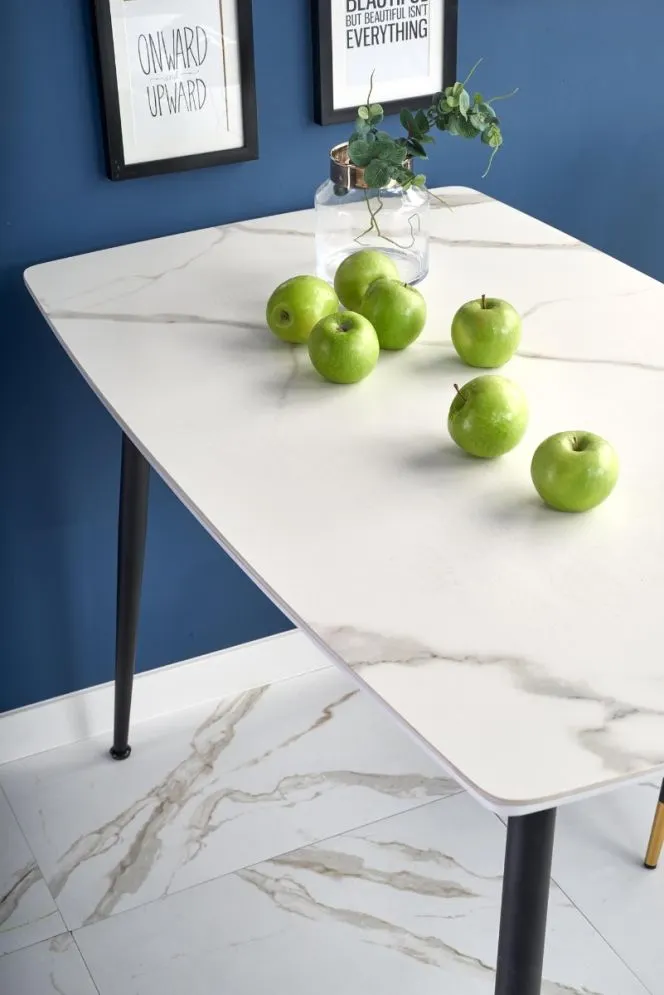Stół MARCO 120x70 biały marmur/czarny do jadalni | MIRAT. styl GLAMOUR, LOFT