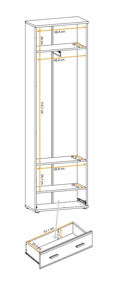 Szafa MARCO antracyt/dąb artisan z szufladą I sklep meblowy MIRAT.
