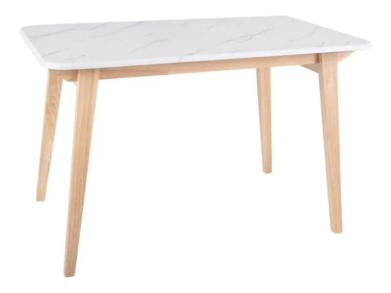 Stół do jadalni Marcus 120x75 cm biały marmur dębowe nogi | MIRAT styl SKANDYNAWSKI