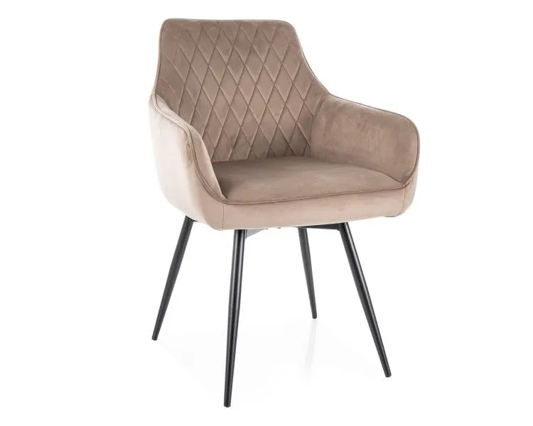 Krzesło tapicerowane MARLO VELVET ciemnobeżowe obracane I sklep meblowy MIRAT. styl KLASYCZNY
