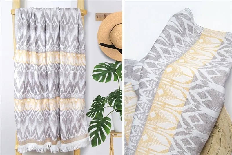 Ręcznik Plażowy MAROCCO 90X180 beżowy z frędzlami I sklep meblowy MIRAT.