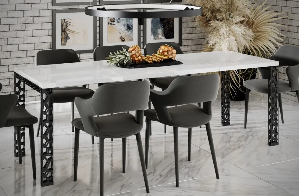 Stół rozkładany MATIO 80(215)x80 biały połysk nowoczesny I sklep meblowy MIRAT. styl LOFT