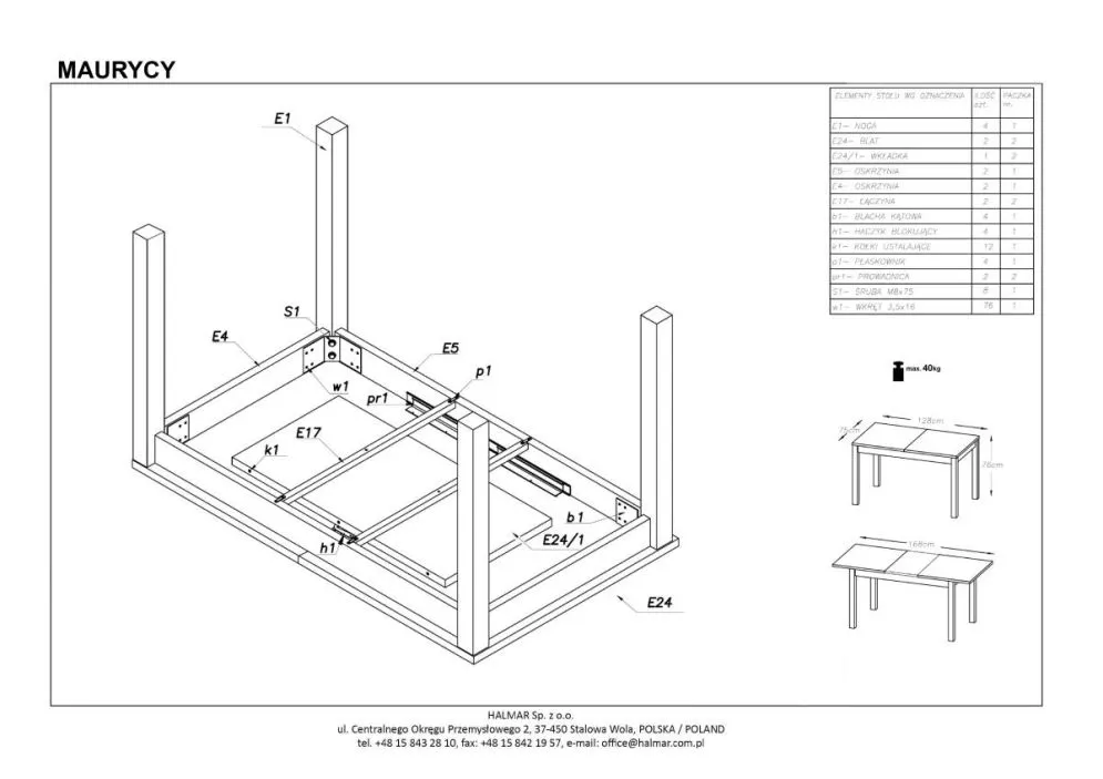 Instrukcja montażu stołu Maurycy