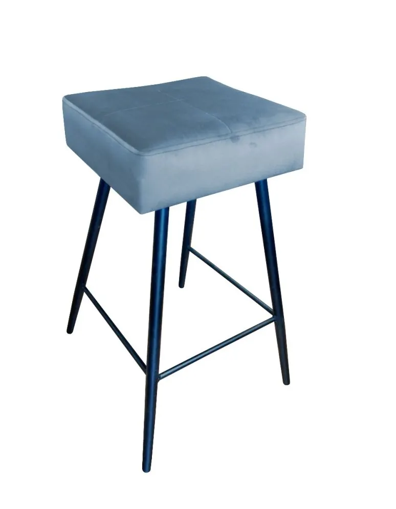 Hoker OLIMP BL VELVET szary tapicerowany aksamitem bez oparcia | MIRAT. w stylu GLAMOUR, LOFT kolekcja