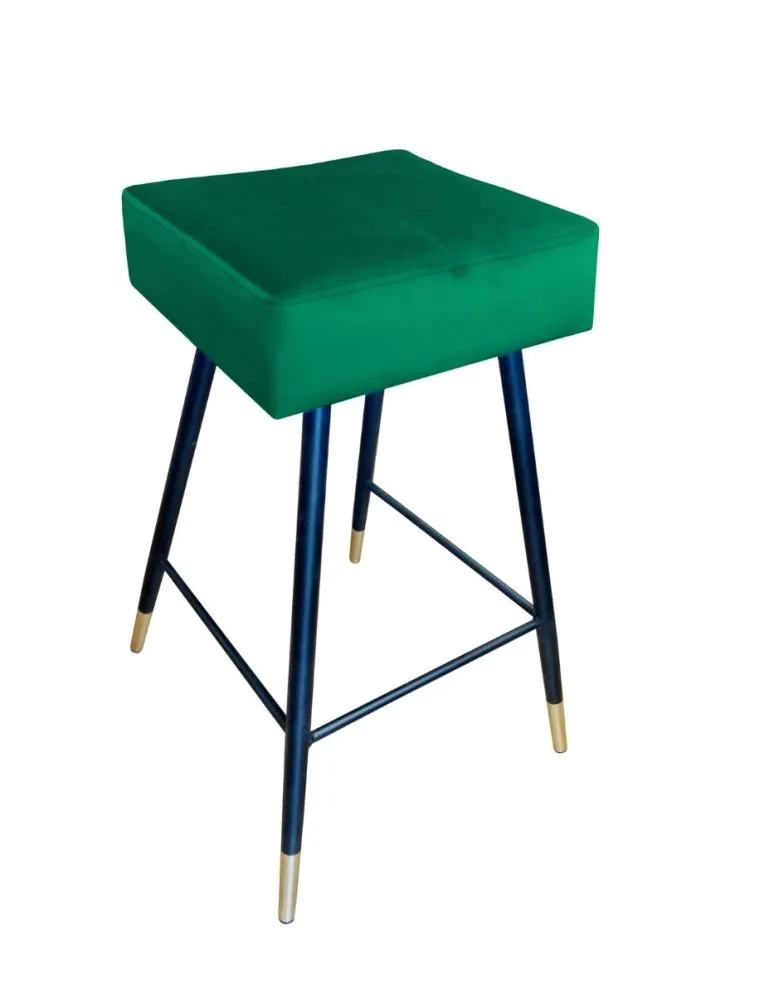 Hoker OLIMP VELVET GOLD zielony z oparciem | MIRAT. w stylu GLAMOUR kolekcja