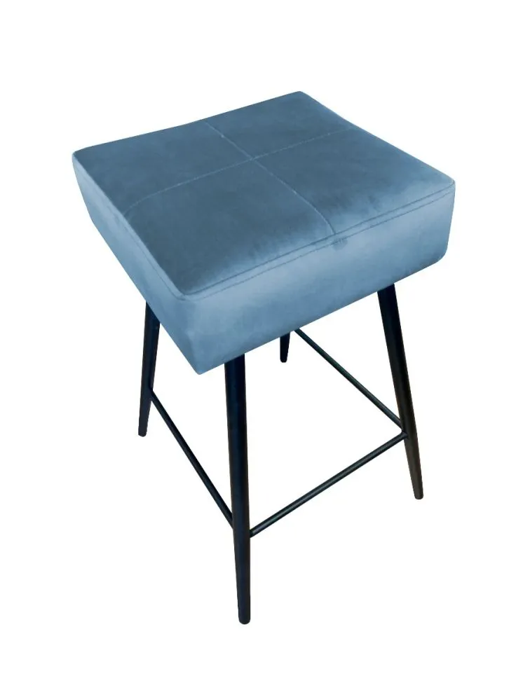 Hoker OLIMP BL VELVET szary tapicerowany aksamitem bez oparcia | MIRAT. w stylu GLAMOUR, LOFT kolekcja